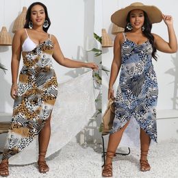 Women's Swimwear 2023 Beach Dress Printed Animal Print Wrap Slip Tunic Summer Women Cover Up Bikini Dresses Towel Backless