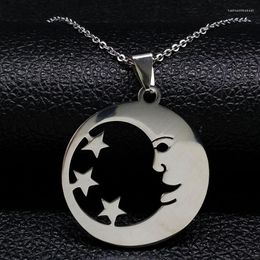 Pendant Necklaces 2023 Fashion Moon Stars Stainless Steel Pendants For Women Silver Colour Jewellery Colgante N1124S07