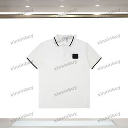 xinxinbuy Men designer Tee t shirt 23ss Letter Flower Embroidery polo short sleeve cotton women yellow black white XS-2XL