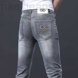 Men's Jeans designer Hong Kong grey jeans men's spring 2022 new small straight pants trend casual long men S3T7