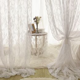 Sheer Curtains French White Lace Curtain Voile Window Treatments for Living Room Bedroom Door Curtains Floral Tulle Drapes Balcony Screen 230627