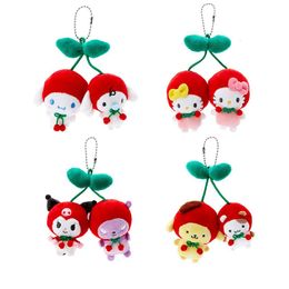 Plush Dolls Kawaii Sanrios Cherry Hair Rope Pendant Kuromi My Melody Cartoon Cute Animals Doll Plushie Brooch Soft Keychain Gifts Toy 230628