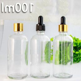 Clear Glass Bottles 100ml E-liquid E-juice Glass Dropper Bottle with Gold Silver Black Cap 280Pcs Lot Free Shipping Gdovj