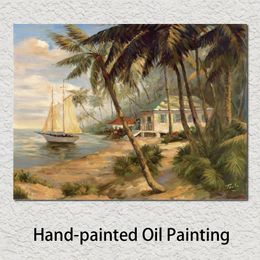 Canvas Art Oil Paintings Modern Landscapes Key West Hideaway Colourful Handmade Artwork for Office Room Wall Decor