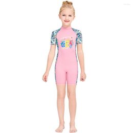 Women's Swimwear Neoprene Children Wetsuit Girls Short Sleeve Quick-Dry Surfing One-Piece Swimsuit Wet Suit Girl Bathing Diving