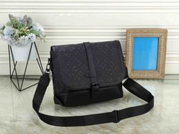 MT SAUMUR Eclipse Leather Messenger Bag for Men - Stylish Monogrammed Shoulder/Crossbody Purse with Postman Satchel Design and Wallet Compartment