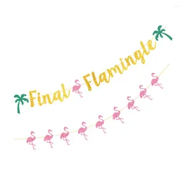 Decorative Flowers 2 Pcs Flamingo Latte Party Banner Hawaiian Table Decorations Stylish Hanging Paper Banners Summer Flags Creative Unique
