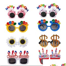 Party Favor Birthday Sunglasses Favors Decoration Novelty Funny Glasses For Kids Adts Sweet Po Props Cream Cake Flower Balloon Desig Dhknh