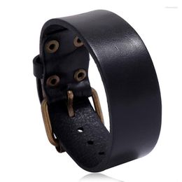 Strand Black Genuine Leather Watch Strap Bracelet Bangle Jewellery Simple Chic Wristband Men Pulsera Hombre