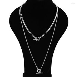 Chains Punk Stainless Steel Necklace Hip-hop Long Chain Double Layer Menswear Rock Band Women Boys Girls Guys Necklaces Collar Jewellery