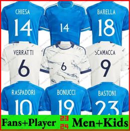 2024 Euro Italia soccer Jersey 2023 INSIGNE VERRATTI Belotti CHIESA BARELLA BONUCCI ItalyS FOOTBALL SHIRTS Player Fans Men Football Shirts Kids Kits