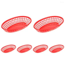 Dinnerware Sets 6 Pcs Snack Basket Reusable Fruit Trays Oval Bread Serving Plate Household Storage Plastic