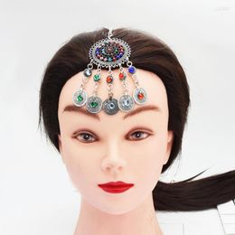 Hair Clips Ethnic Decoration Dance Show Jewellery Head Accessories Belly Bohemian Silver-color Coin Chain Hairband