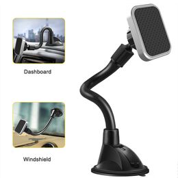 XMXCZKJ Long Arm Mobile Phone Magnetic Car Windshield Dashboard Mount Holder Desk Sucker Cup Cell Stand For iPhone Xiaomi