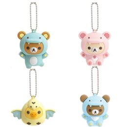 Plush Dolls Rilakkuma Dragon PVC Keychain Kiiroitori Chick Korilakkuma Bear Cute Kawaii Bag Keychains Mascot Key Chain Small Gift 230628