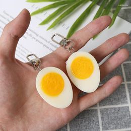 Keychains Cute PVC Boiled Egg Keychain Delicious Food Pendant Bag Backpack Ornament Charms Hanging Mobile Toy Girl Woman Jewellery Gift