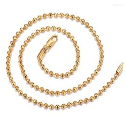 Chains Gold Colour Copper Classic Chain For Women/Man Strand Jewelry Ethiopia Gifts High Quality Shiny Bead Necklace N3