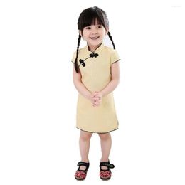 Ethnic Clothing Chinese Style Dress Baby Girl Clothes Summer Vestidos Infantis QIPAO Cheongsam Chi-pao