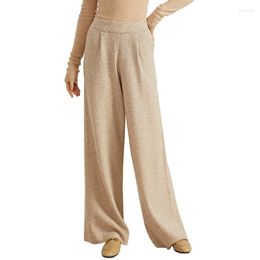 Women's Pants Winter Knitted 2023 Autumn And Loose Wide Leg Straight Wool Trousers Women Q1207