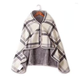 Blankets Office Shawl Blanket Women Plaid Scarf Flannel Winter Luxury Lady Wrap Pashmina Poncho Snap Button