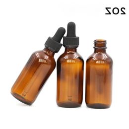 NEWEST Hot Sale 2OZ Boston Round Glass Dropper Bottles 60ml Essential Oil Cosmetics Bottles With Child Proof Lids 576Pcs/Lot Free DHL Vmlkk