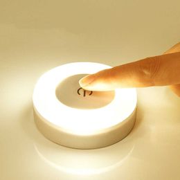 Mini LED Touch Sensor USB Rechargeable Magnetic Base Wall Lights Portable Round Dimming Bedroom Kitchen Night Lamp HKD230628