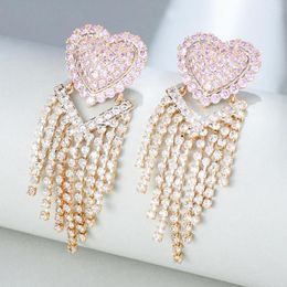Dangle Earrings GODKI Iced Out Hip Hop Heart Tassel For Women Wedding Geometric Drop Earring Brincos Female DIY Fashion Jewellery Gift