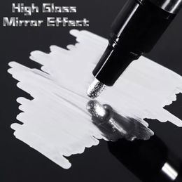 Markers 1/2/3mm Nib Mirror Gold Silver Marker Reflective Paint Metal Chrome Plate DIY Liquid Signature Model Highgloss Pen