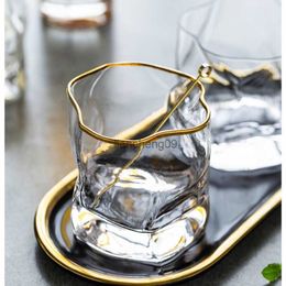 Irregular Glass Cup Twisted Transparent Wine Glasses Whiskey Water Juice Beer Cocktail Cup Bar Drinking Supplies L230620