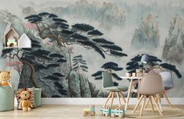 Wallpapers Customize 3d Wallpaper Misty Mountains Of Pine And Wild Plum Self Adhesive Wall Papers Room Decor Papel Mural Adhesivo