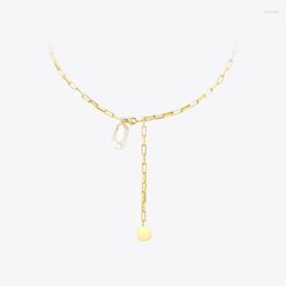 Chains Boho Conch Chain Necklace Women Gold Colour Stainless Steel Natural Mother Of Pearl Necklaces Fashion Jewellery P193032Chains Gord22