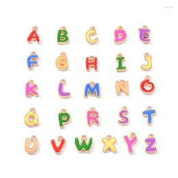 Pendant Necklaces 26Pcs Colourful Enamel A-Z Alloy Pendants Initial Alphabet Charms Light Gold Letter Shape Beads Double SidePendant Gord22