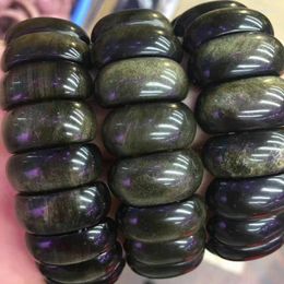 Strand Natural Golden Obsidian Beads Bracelet Stone Jewelry Bangle For Woman Gift Wholesale !