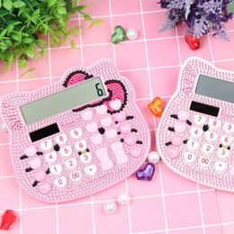 Calculators Luxury Gold Office Electronic Calculator Solar Calculdora Desktop Computer Rhinestone Crystal Diamond Calculator for Girls