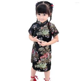 Ethnic Clothing 2023 Summer Floral Baby Qipao Girls' Dresses Kid Chinese Chi-pao Cheongsam Year Gift Children's Clothes Robe