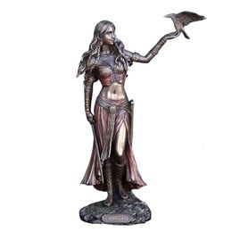 Decorative Objects Figurines Resin Statues Morrigan The Celtic Goddess of Battle with Crow Sword Bronze Finish Statue 15cm for Home Decoration L9 Gifts 230627