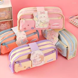 Cute Pencil Case Kawaii Stationery Cases For Girls Large Capacity Pencilcase Canvas Trousse School Supplies Pencils