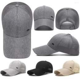 Ball Caps Extended Brim Hard Top Mesh Linen Basebal Cap Spring Summer Outdoor UV Protection Breathable Peaked Men Women Snapback Hats