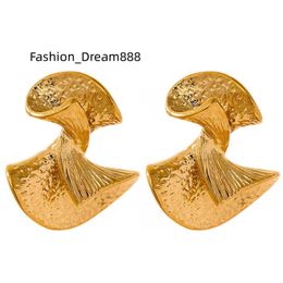 JINYOU 2094 Fan Stainless Steel Charm Earrings 2022 Women Creative Temperament Fashion 18K Gold Plated Trends Jewelry