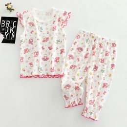 Clothing Sets Summer Pyjamas for Girls 2023 Children Sleepwear Cotton Kids Pijama Teenager Homewear Shirt pants 2pcs set Clothes pyjama 230627