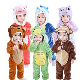 Pyjamas 0 4Y Kigurumi Kids Zipper Lion Dinosaur Monkey Anime Cosplay Costume Winter Flannel Toddler Boy Pyjama Baby Girl Onesie 230627