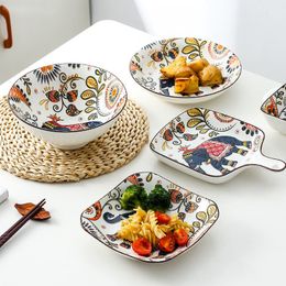 Dinnerware Sets Cartoon Ceramic Tableware Underglaze Creative Rice Bowl Household Plate Elephant Dessert Fruit Home 230627