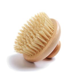 Hair Brushes Wholesale Body Brush Dry Brushing Shower Wet Or Spa Wood Handle Scrubber For Mas Exfoliate Drop Delivery Products Care S Dhzkq