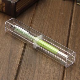 Bags 50Pcs Crystal Transparent Plastic Pen Box Gift Box Metal Pen Box Transparent Plastic Pencil Case