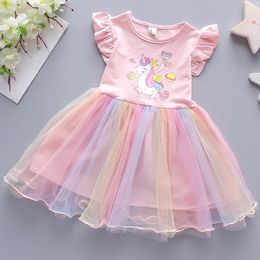 Girl's Dresses Girls Clothes Summer Princess Dresses Short Sleeve Cotton Kids Dress Unicorn Party Girls Dresses Children Clothing 3-8Y 230627