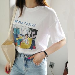 Women s T Shirt 1PCS Matisse women seat in arm loose casual female short sleeve cartoon art print tops fashion Harajuku letter T shir 230628