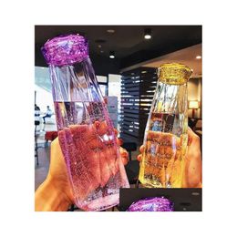 Water Bottles Gem Crystal Glass Bottle - 500Ml Creative Design For Travel Sports Outdoor Clear Drinkware With Gemstone Christmas Yea Dhgub