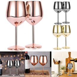 Bar Tools 2Pcs Stainless Steel Wine Glasses 18oz Large Capacity Goblets Unbreakable Rose Gold Multifunctional 230627