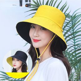 Sun Hat Summer Foldable Bucket Hat for Women Outdoor Sunscreen Cotton Fishing Hunting Cap Anti-UV Wide Brim Beach Hat