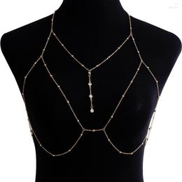 Pendant Necklaces Rhinestones Wedding Accessories Women Bra Cross Bikini Within Hollow Out Tassel Sexy Beach Body Chain Fine Chest Girl